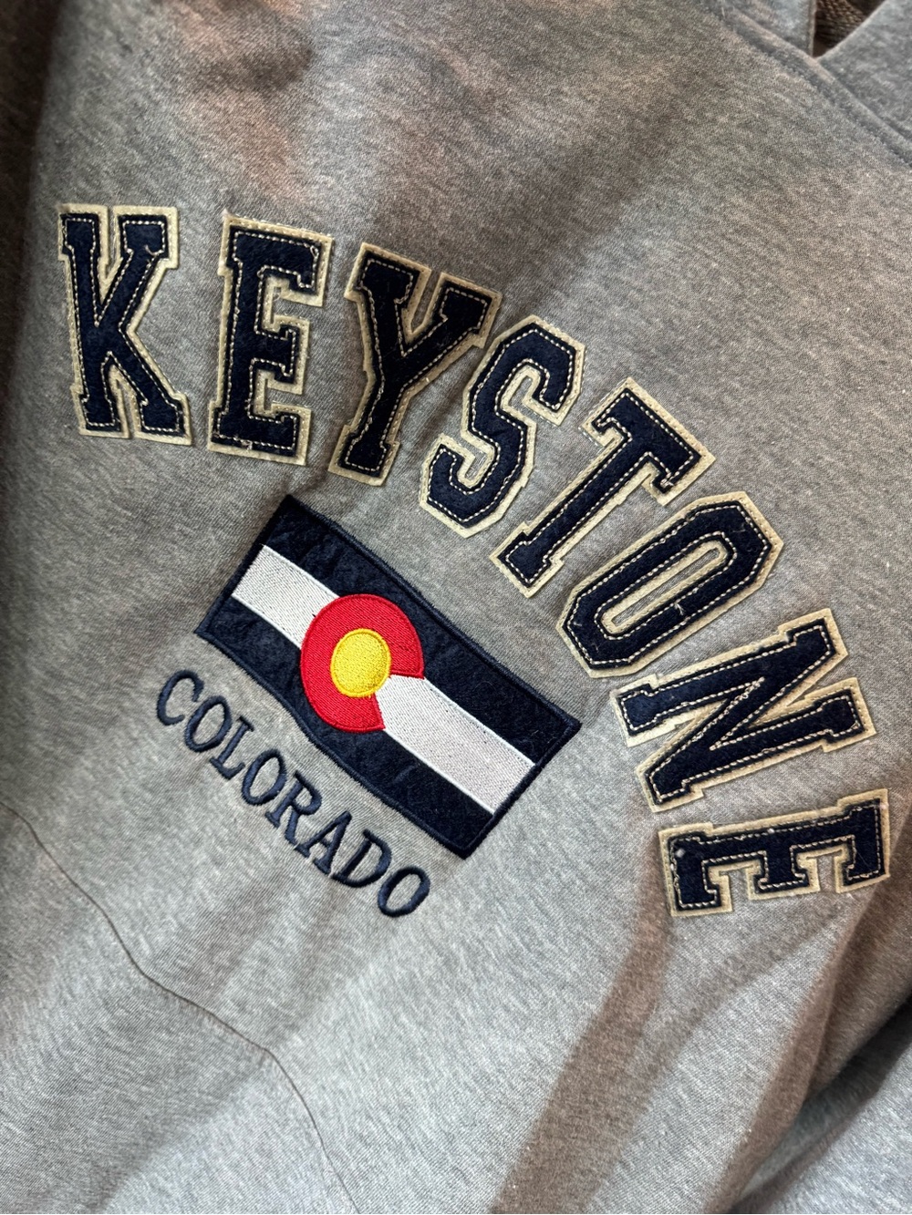 Keystone Colorado Embroidered Flag Hoodie Sweatshirt - Gray Size XL